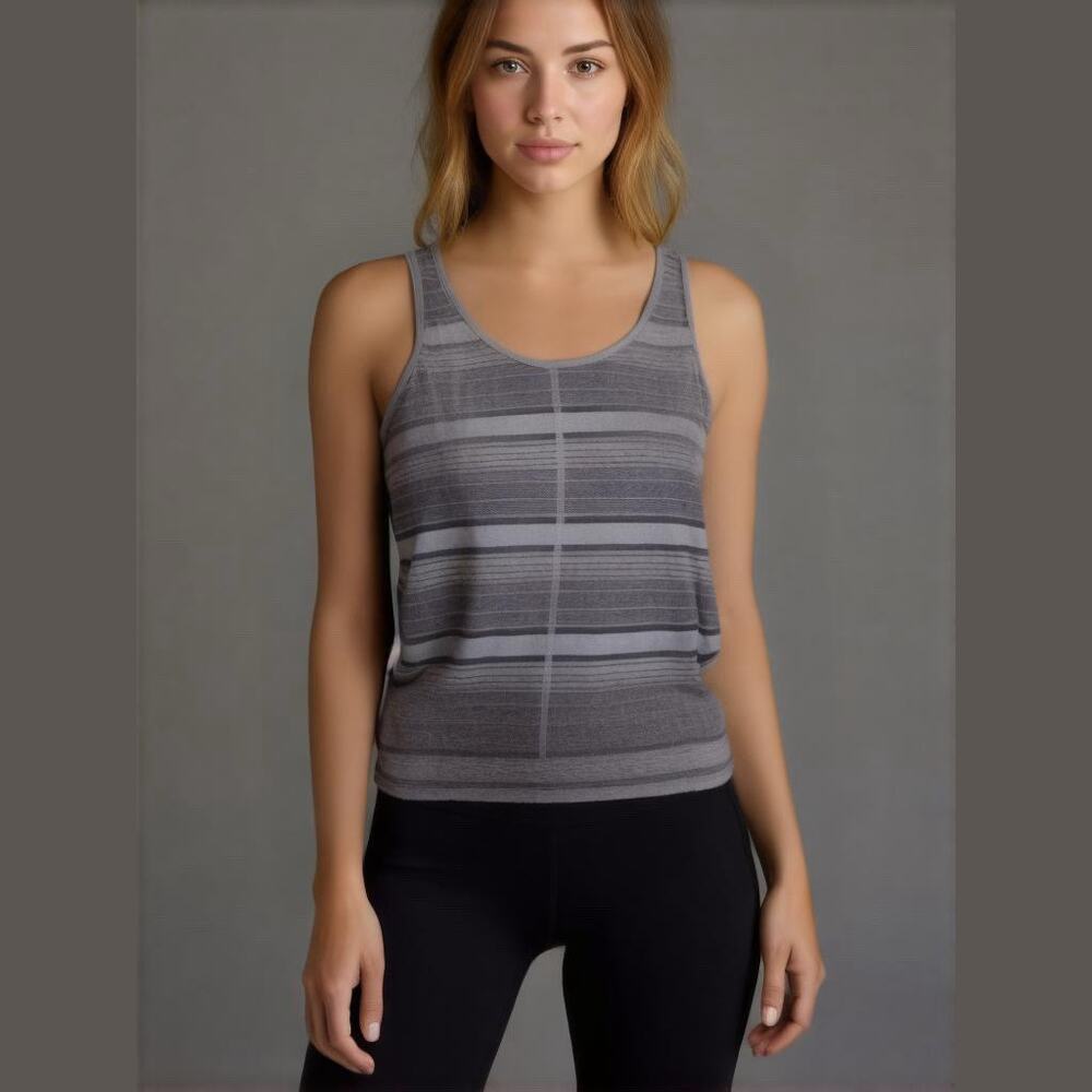Lane Bryant Womens Tank Top Size 14 16 Gray Stripe Side Tie LB Active NEW